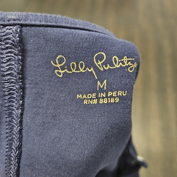 Lilly Pulitzer Navy Brewster Dress Embordered Nautical Womens Size M Pima Cotton - Picture 9 of 9